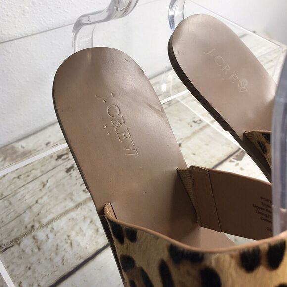 J. Crew Factory Womens Animal Print Calf Hair Leather Double Strap Sandals Sz 9 - Picture 4 of 11